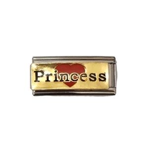 14K Gold Plated Charm for Italian Charm Bracelet Princess with‎ ❤️